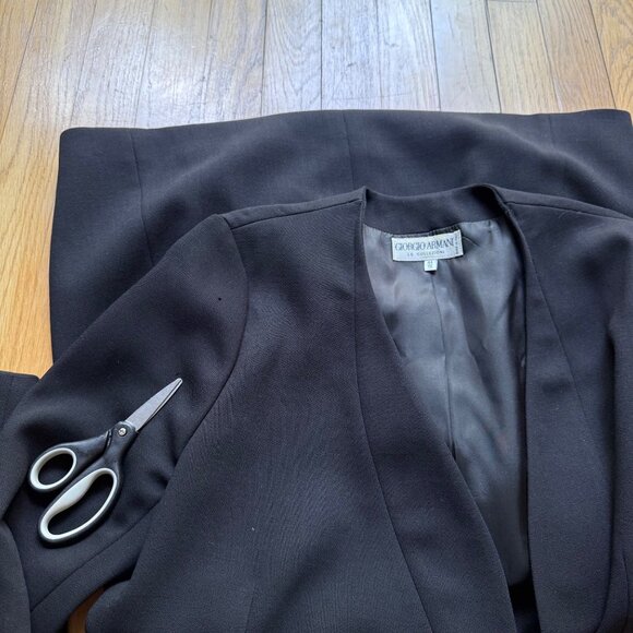 Giorgio Armani Le Collezioni Size 10 (44IT) Black Wool Designer Blazer Jacket - Picture 12 of 16